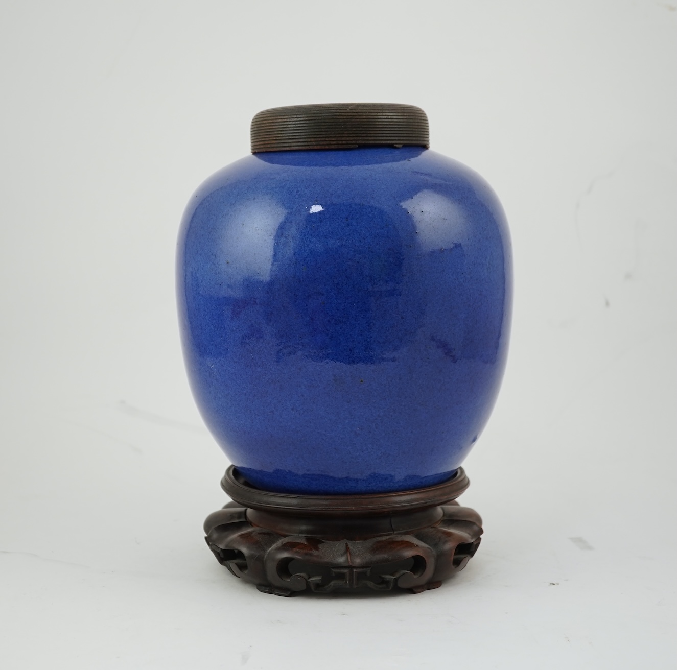 A Chinese powder blue glazed globular jar, 19th century